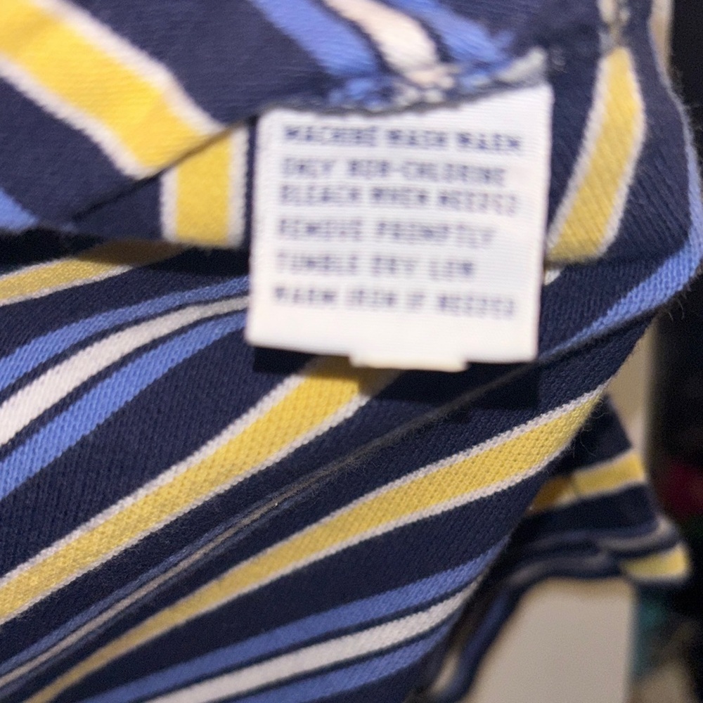 Polo by Ralph Lauren Men's Navy and Yellow Striped Polo - Picture 3 of 4